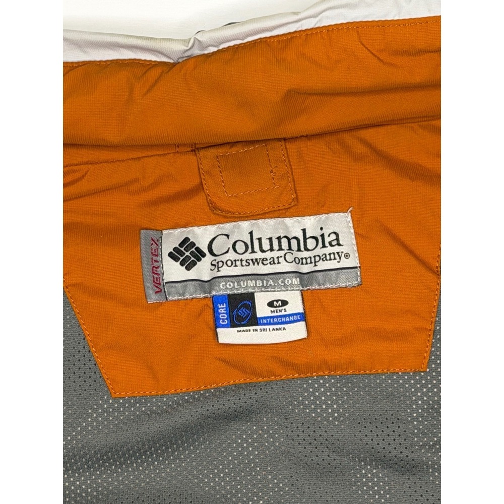 Columbia Vertex Interchange Jacket Mens Medium Orange Grey Hooded Ski Rain Coat - Picture 5 of 7